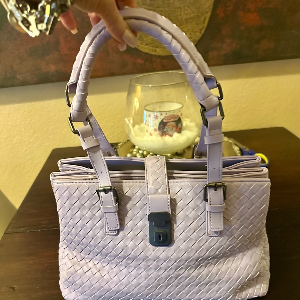 Chic Lavender Woven Satchel